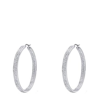 Silver Plated Crystal Hoop Earrings