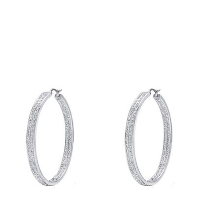 Silver Plated Crystal Hoop Earrings