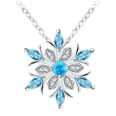Platinum Plated Sapphire Snowflake Necklace