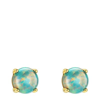 18K Gold Green Opal Stud Earrings
