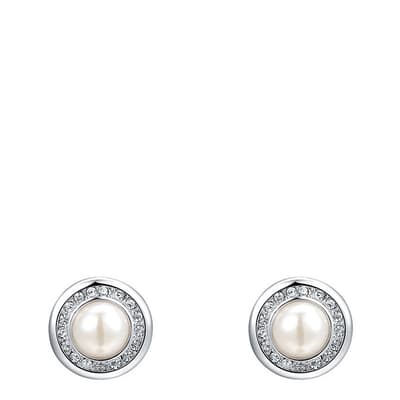Silver Pearl Earrings with Swarovski Crystals