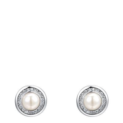 Silver Pearl Earrings with Swarovski Crystals