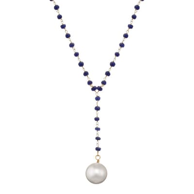 18K Gold Sapphire & Pearl Y Necklace