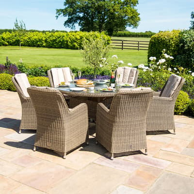 SAVE £340 - Winchester 6 Seat Round Ice Bucket Dining Set with Venice Chairs Lazy Susan