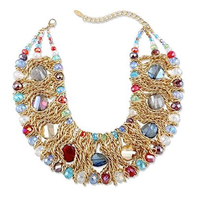 18K Gold Plated Multi Color Statement Necklace