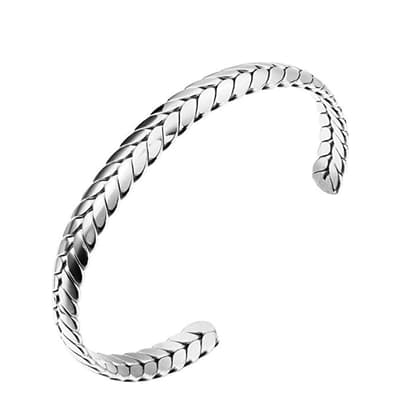 Silver Plated Textured Cuff Bangle