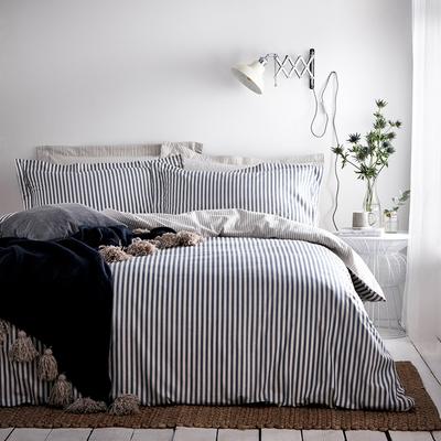 Hebden King Duvet Cover Set, Navy/Grey