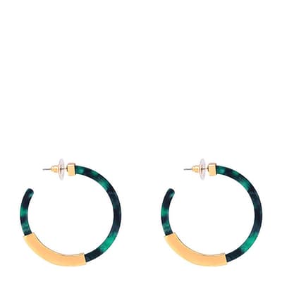 18K Gold Plated Green Shell Hoop Earrings