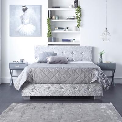 Side Opening Superking Ottoman, Silver