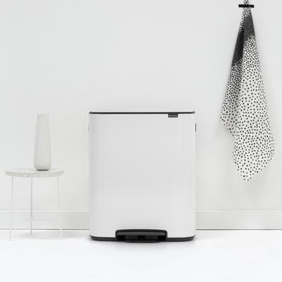 White Bo Pedal Bin, 2 x 30L