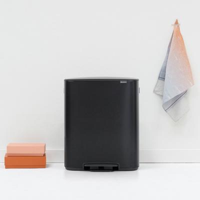 Matt Black Bo Pedal Bin, 2 x 30L