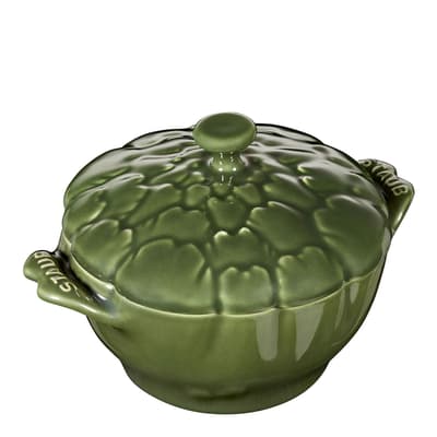 Basil Green Artichoke Ceramic Cocotte, 13cm