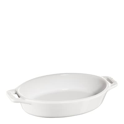 Pure White Oval Ceramic Oven Dish, 17cm