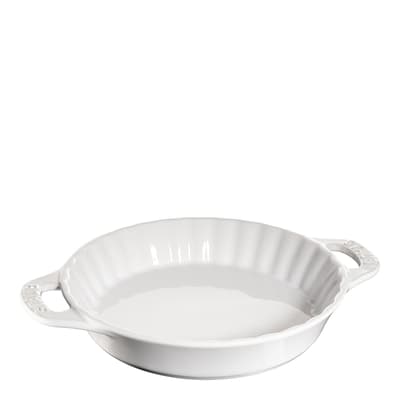 Pure White Round Ceramic Pie Dish, 24cm