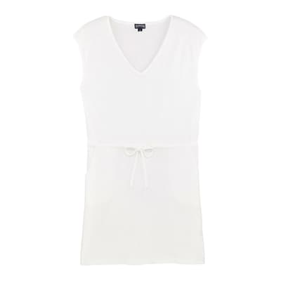 White Fairway Short Linen Jersey Dress