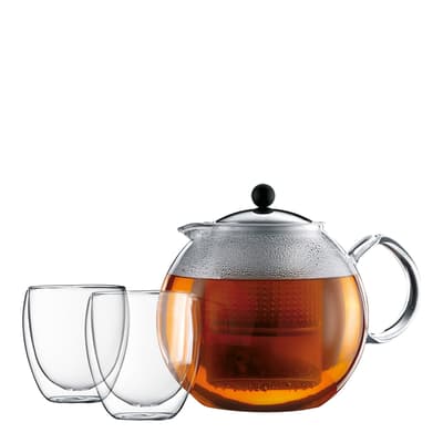 Assam Set - Tea Press with 2 Double Wall Glasses
