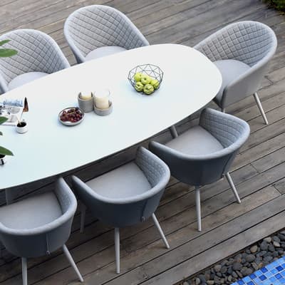 SAVE £550 - Ambition 8 Seat Oval Dining Set / Lead Chine