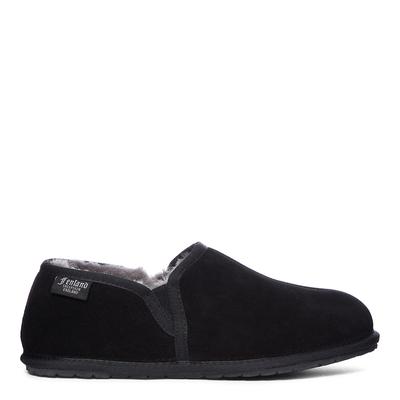 Men's Black Suede Sheepskin Slip On Slipper