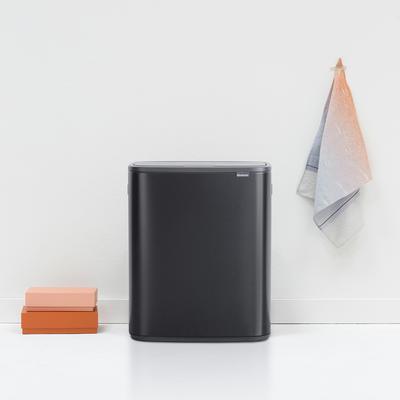 Matt Black Bo Touch Bin, 2 x 30L