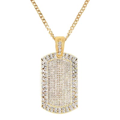 18K Gold Plated CZ Tag Necklace