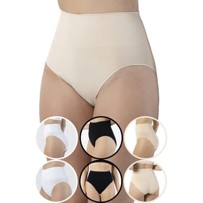6 Pack 2 White  2 Black 2 Beige Seamless Shaping Brief