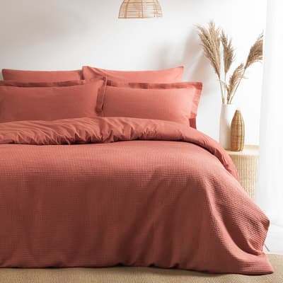 Waffle King Duvet Cover Set, Red Clay