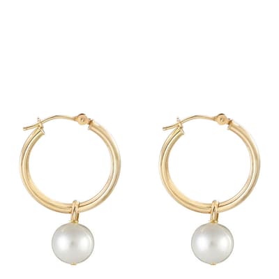 18K Gold Plated Pearl Drop Hoop Earrings