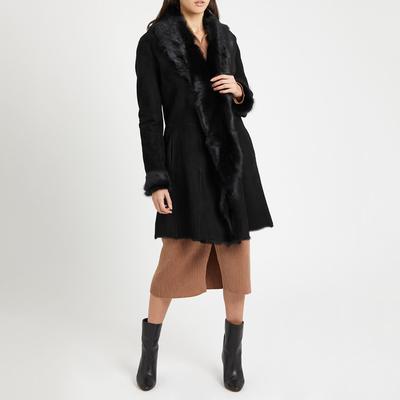 Black Classic 3/4 Shearling Coat