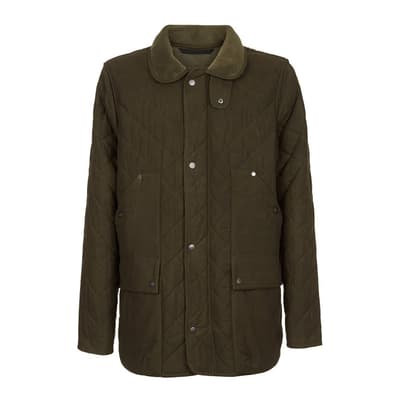Men's Green Quilted Wax Country Jacket