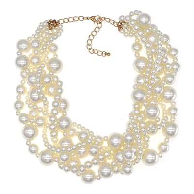 White Pearl Twist Necklace