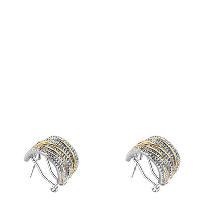 18K Gold/Silver Plated Two Tone Huggie Earrings
