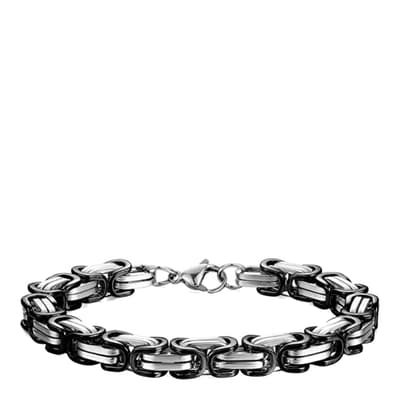 Silver Plated & Black Two Tone Bracelet