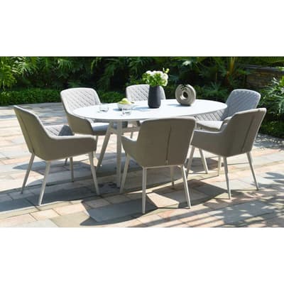 SAVE £410 - Zest 6 Seat Oval Dining Set , Lead Chine