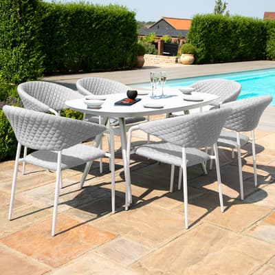 SAVE £450 - Pebble 6 Seat Oval Dining Set , Lead Chine