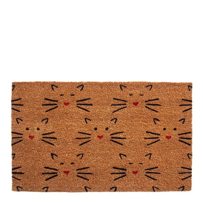 Love Cats Coir Doormat, 43x71