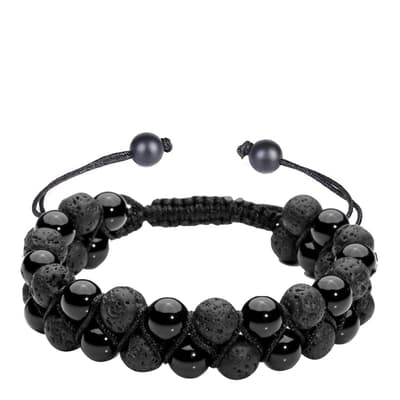 Black Onyx &Lava Adjustable Bracelet