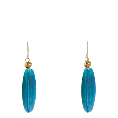 18K Gold Plated Blue Faceted Earrings