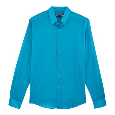Blue Voile Cotton Shirt