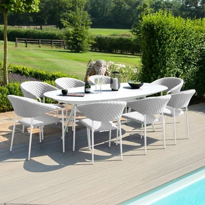 SAVE £730 - Pebble 8 Seat Oval Dining Set / Lead Chine