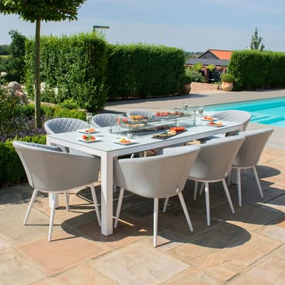 SAVE £690  - Ambition 8 Seat Rectangular Fire Pit Dining Set, Lead Chine
