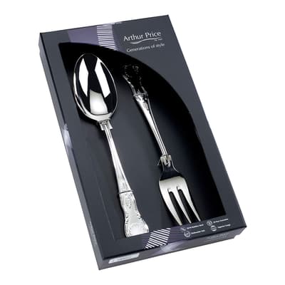Set of 2 Kings Large Serve Spoon and Fork
