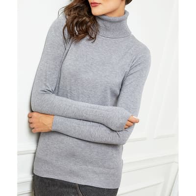 Grey Cashmere Blend Polo Top