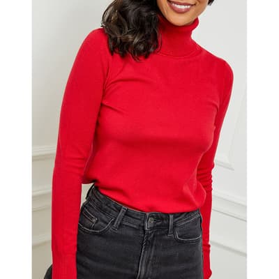 Red Cashmere Blend Polo Top
