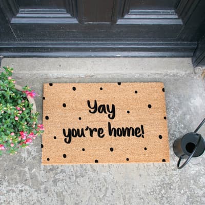 Yay You're Home Spotty Doormat