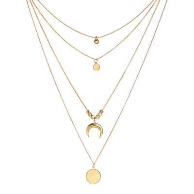 18K Gold Plated Multi Strand Layer Disc Necklace