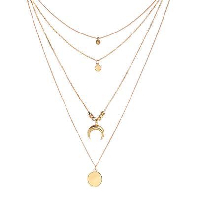 18K Gold Plated Multi Strand Layer Disc Necklace