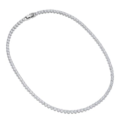Silver Plated CZ Eternity Tennis Necklace