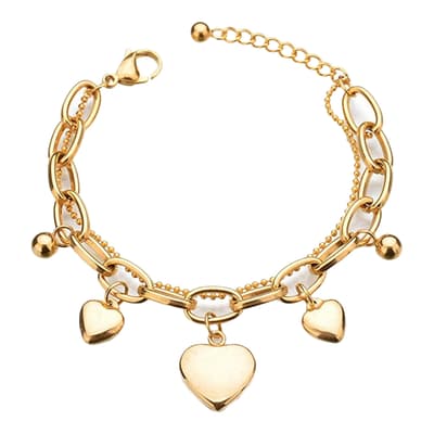 18K Gold Plated Heart Charm Bracelet