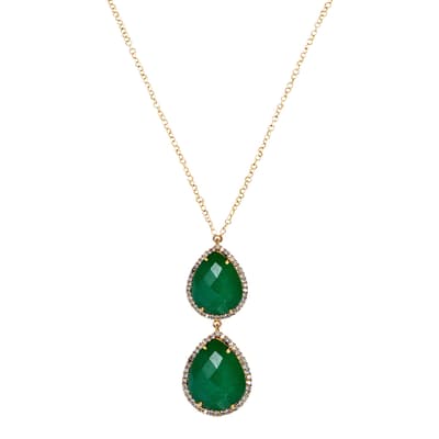 18K Gold Plated Emerald Multi Pear Drop Necklace