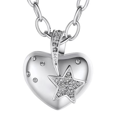 Silver Heart Pendant Necklace with Swarovski Crystals